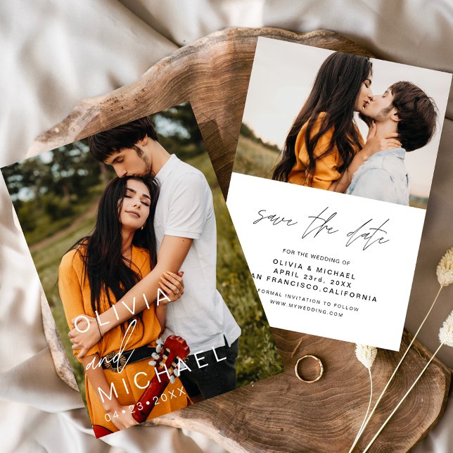 Save The Date Élégante typographie Enregistrer la date Photo Min (Créateur téléchargé)