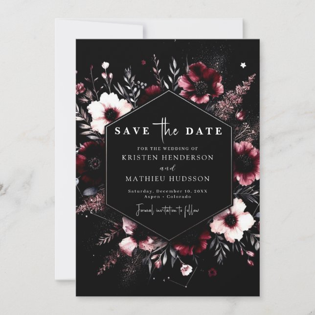 Save The Date Élégante typographie Mariage Bourgogne (Devant)