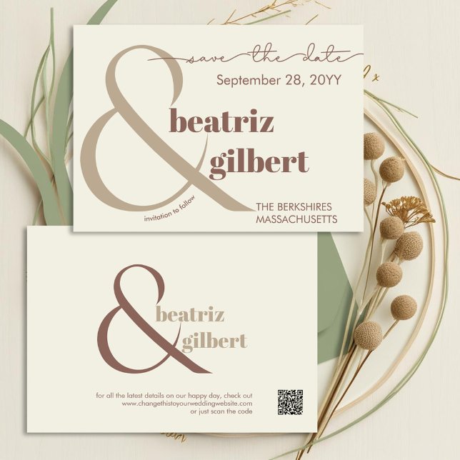 Save The Date Élégante Typographie Mariage Marron au Chocolat (Modern elegance for your save the date with beautiful typography in shades of cream and brown)