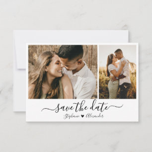 Save The Date Élégante typographie Photo Collage Mariage
