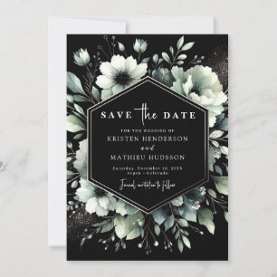 Save The Date Élégante typographie Sage Green Mariage