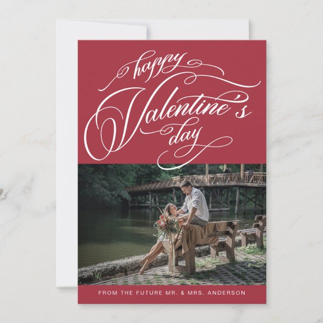 Save The Date Élégante typographie Saint Valentin Photo Mariage (Devant)