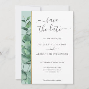 Save The Date Elégante végétation moderne eucalyptus mariage sim