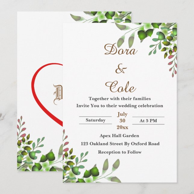 Save The Date Elégante verdure moderne Aquarelle Mariage Inviter (Devant / Derrière)