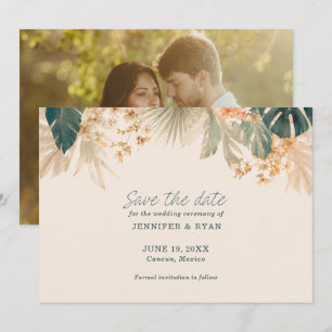 Save The Date Élégantes feuilles de palmier tropicales Photo Enr