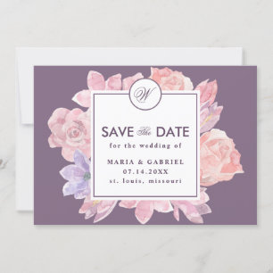 Save The Date Élégantes fleurs rousses. Pourpre tendance