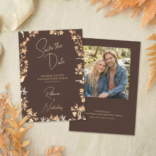 Save The Date Élégantes Fleurs Sauvages de Cuivre d'Automne Scri