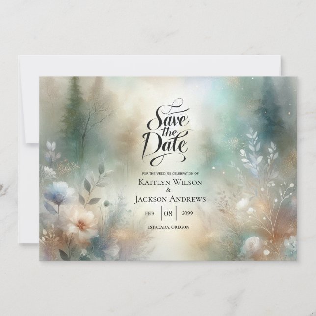 Save The Date Élégantes Florales dans un Mariage de Royaume Fore (Devant)