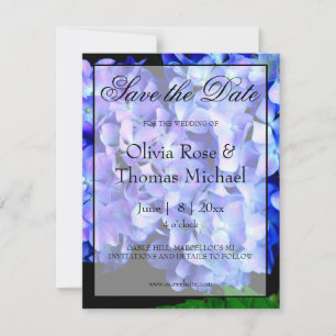 Save The Date Elégantes hydrangées florales violettes bleues