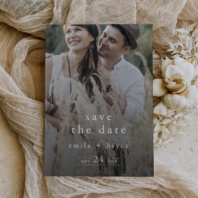 Save The Date EMELIA Boho Photo Overlay Moderne Mariage unique (EMELIA Boho Photo Overlay Modern Unique Wedding Save The Date)