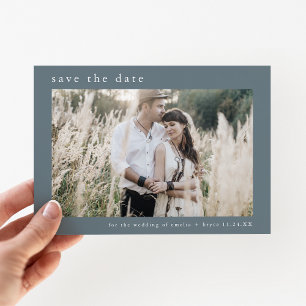 Save The Date EMELIA Photo Dusty Blue Winter Minimal Mariage
