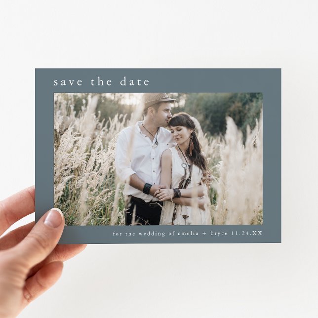Save The Date EMELIA Photo Dusty Blue Winter Minimal Mariage (EMELIA Photo Dusty Blue Winter Minimal Wedding Save The Date)