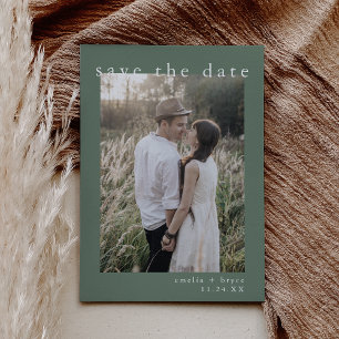 Save The Date EMELIA Photo Rustique Simple Sage Nature Mariage