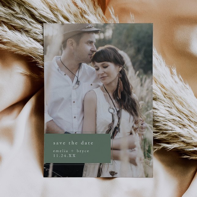 Save The Date EMELIA Photo Sage Green Forest Mountain Mariage (EMELIA Photo Sage Green Forest Mountain Wedding Save The Date)