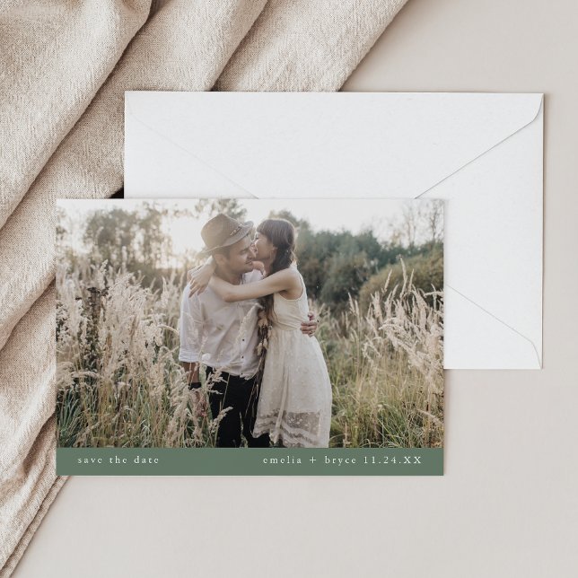 Save The Date EMELIA Photo Simple Sage Green Boho Rustique Maria (EMELIA Photo Simple Sage Green Boho Rustic Wedding Save The Date)