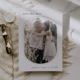 Save The Date EMELIA Rustique Oval Photo Simple Moderne Mariage