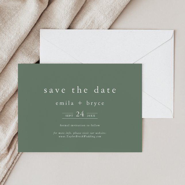 Save The Date EMELIA Woodland Nature Sage Green Forest Mariage (EMELIA Woodland Nature Sage Green Forest Wedding Save The Date)