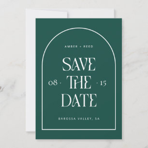 Save The Date Emerald Green Arch Rétro Minimaliste de police mod