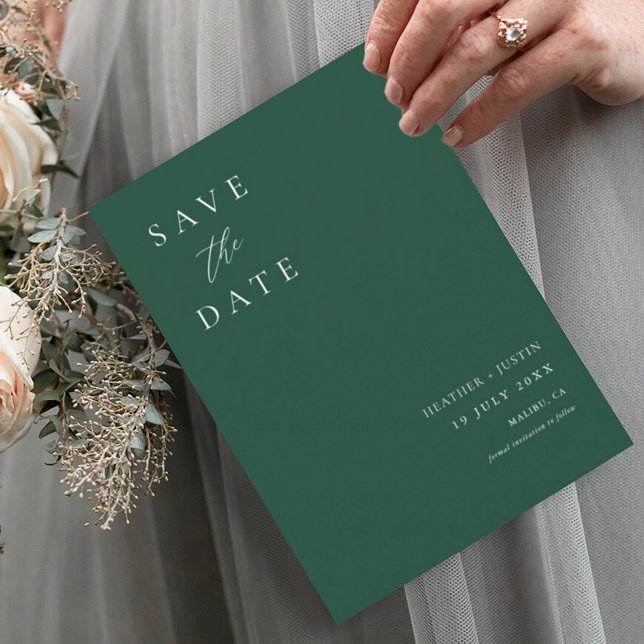 Save The Date Emerald Green Calligraphie Mariage simple (Créateur téléchargé)
