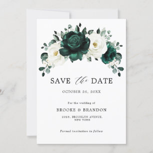 Save The Date Emerald Green Eucalyptus Blanc Floral Mariage