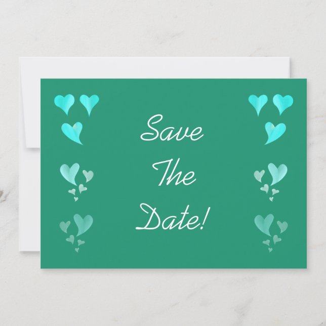 Save The Date Emerald Green Hearts Sauvez La Date (Devant)
