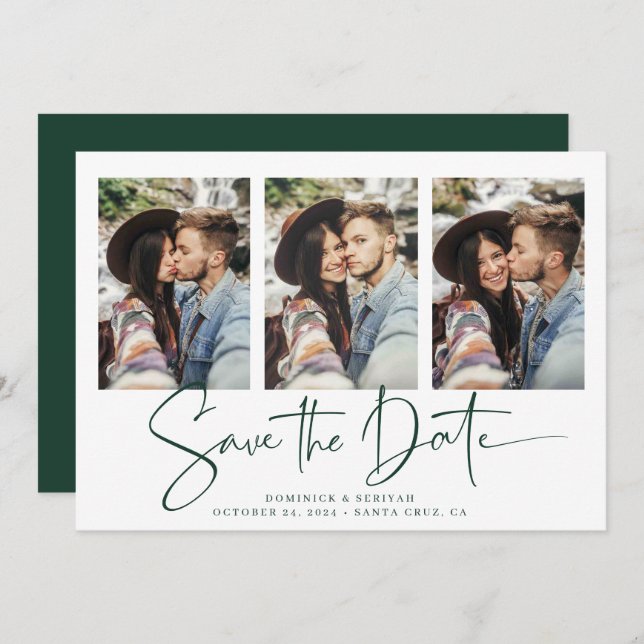 Save The Date Emerald Green Mariage manuscrit Enregistrer la dat (Devant / Derrière)