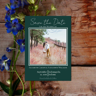 Save The Date Emerald Green Minimalist Photo Enregistrer La Date