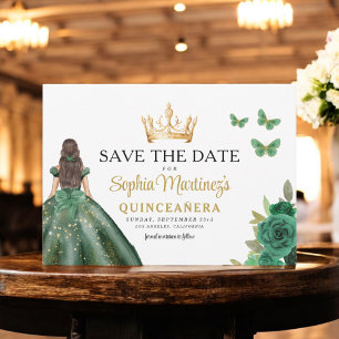 Save The Date Emerald Green Princess Quinceañera Enregistrer la