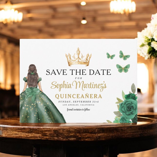 Save The Date Emerald Green Princess Quinceañera Enregistrer la  (Créateur téléchargé)