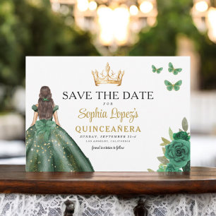 Save The Date Emerald Green Princess Quinceañera Enregistrer la 