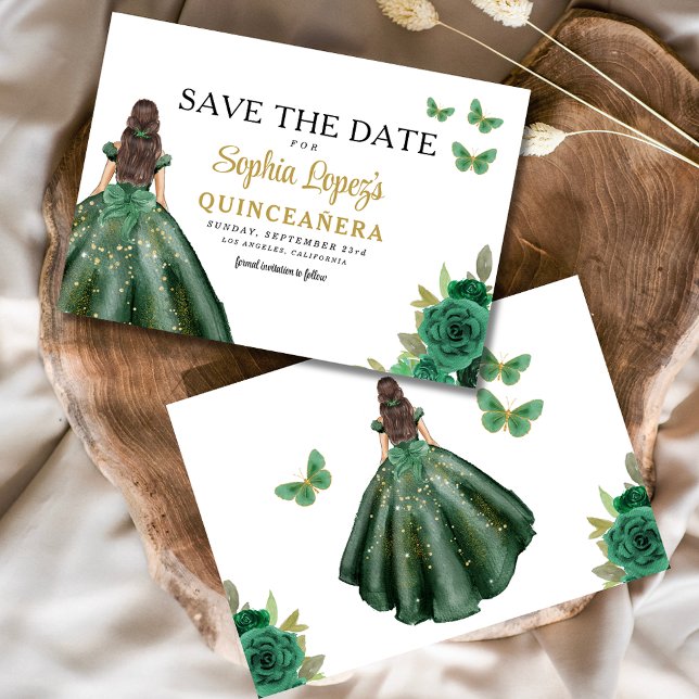 Save The Date Emerald Green Princess Quinceañera Enregistrer la  (Créateur téléchargé)