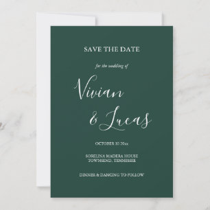 Save The Date Emerald Green Script Wedding Enregistrer la date