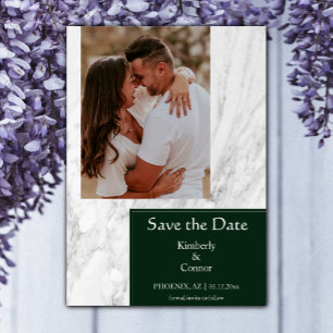 Save The Date Emerald Green Simple Marbré Photo