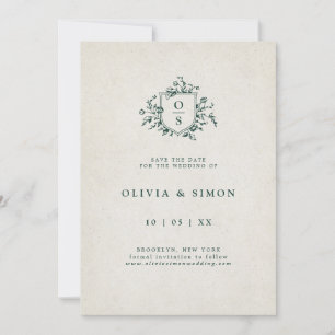 Save The Date Emerald Greenery Mariage botanique Vintage