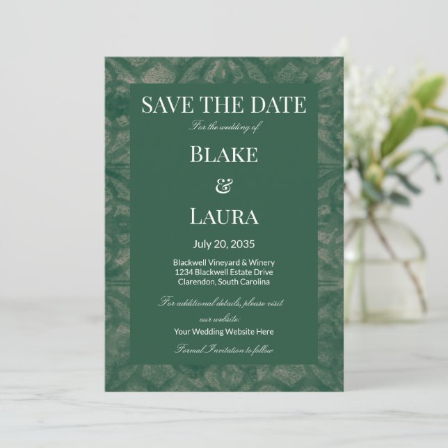 Save The Date Emerald Lake Batik Simple sur mesure (Debout devant)