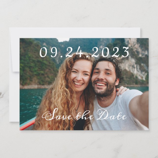 Save The Date Émeraude moderne vert et photo QR Code Mariage (Devant)