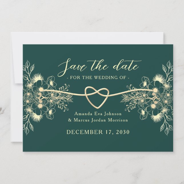 Save The Date Émeraude Verte Or Sauvegarder la Date (Devant)