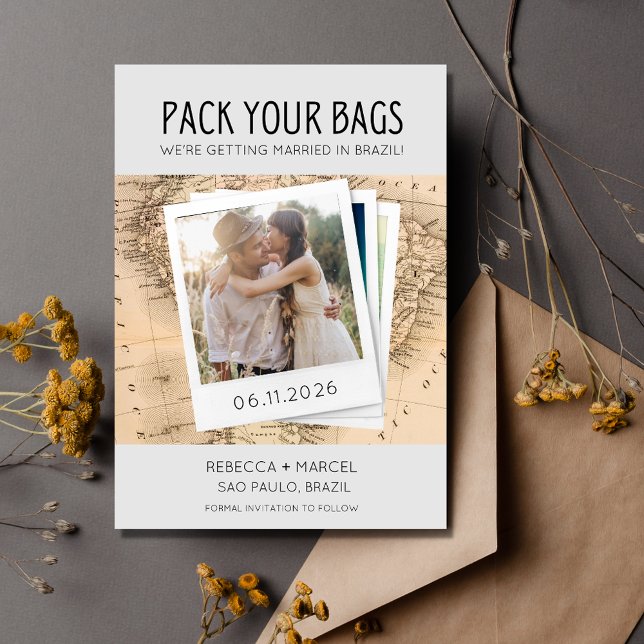 Save The Date Emportez vos sacs Brésil Photo Destination Mariage (Créateur téléchargé)