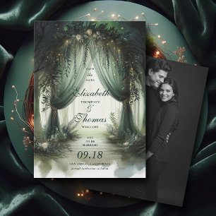 Save The Date Enchanted Forest Elegant Moody Dream Mariage photo