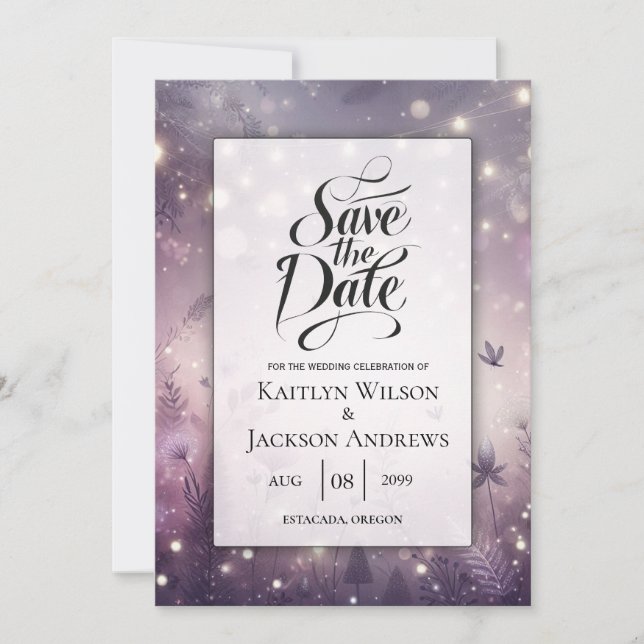 Save The Date Enchantement Étoilé en Fleur Mariage (Devant)