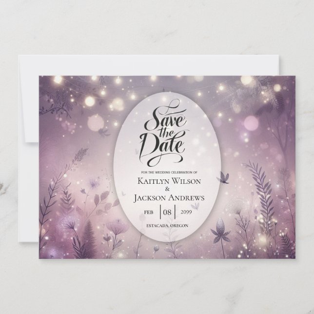 Save The Date Enchantement Étoilé en Fleur Mariage (Devant)