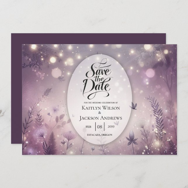 Save The Date Enchantement Starlit dans le Mariage Bloom (Devant / Derrière)