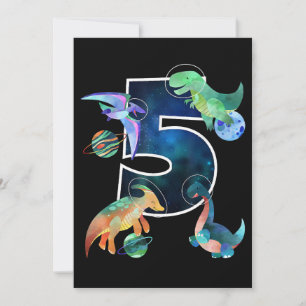 Save The Date Enfants Astronaut Espace Dinosaures 5e anniversair