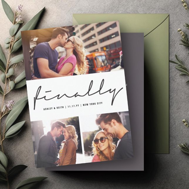 Save The Date Enfin Conception De Mariage Moderne À 3 Photos Et  (Créateur téléchargé)