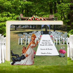 Save The Date Enfin enregistrer la date Funny Couple Flat Card