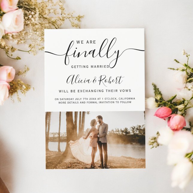 Save The Date Enfin enregistrer le script date simple photo chic (Finally save the date script simple chic photo)