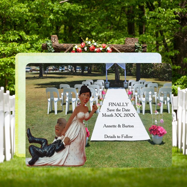 Save The Date Enfin Mariage Drôle Couple Noir (Finally Save the Date Fun African American Couple)