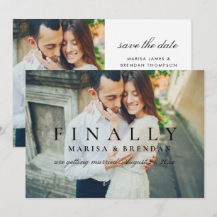 Save The Date Enfin Photo Noir Blanc Drôle Mariage Complète