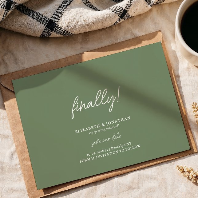 Save The Date Enfin Script Sage mariage vert Enregistrer la date (Créateur téléchargé)