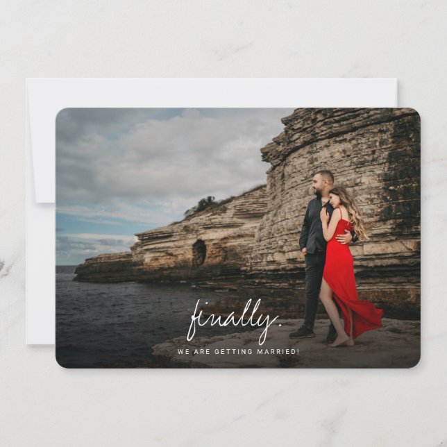 Save The Date Enfin | Simple Modern Script Mariage photo (Devant)